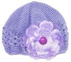 Ombre flower with glitter dot center on matching crochet hat.