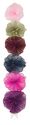 Twelve organza flowers with beads on velvet lined pinch clips.