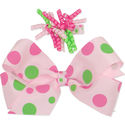 Tiny grosgrain wiggles pinch clip and a medium Wee Ones Exclusive dot print grosgrain bow.