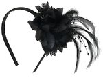 Feathered Fascinator Black - Also available in Ivory, Pink, Fuschia, Eggplant Purple, & Lilac