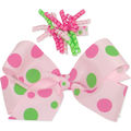 Tiny grosgrain wiggles pinch clip and a medium Wee Ones Exclusive dot print grosgrain bow.