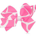 Small Wee Ones Exclusive giraffe print grosgrain bow with solid grosgrain wrap.
