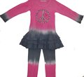 Zebra Peach Heart Triple Ruffle Dress W/Leggings