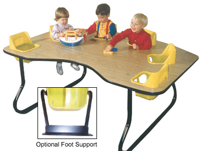 table with baby seats built in