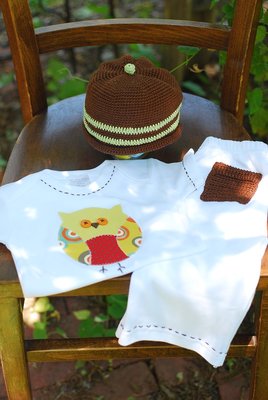 New Boys Owl with coordinating pants & beanie!