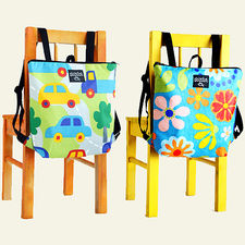 Adjustable straps, a sturdy zipper, durable, safe fabric, and a loop for hanging