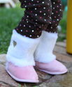 White and Pink Fur booties