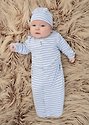 Kissy Kissy Essentials Stripe Convertible Gown - Soft 100% Pima Cotton Baby Outfit In Grey