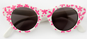 Lucy in pink floral.  Also available in solid pink.  For 0-24 months.  100% UV Protection.  Flexible Temples.