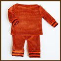Satsuma Designs NEW cozy organic bamboo velour jumper and pants sets in Plum Stripe