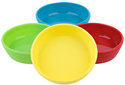 These portable, stackable silicone bowls feature a wide base (no tipping!), low profile and nifty sidewalls to help your little 